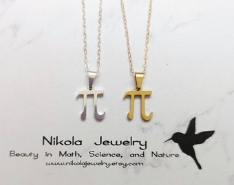 Pi Symbol Necklace: Sterling Silver Math Jewelry, Nerd Gift