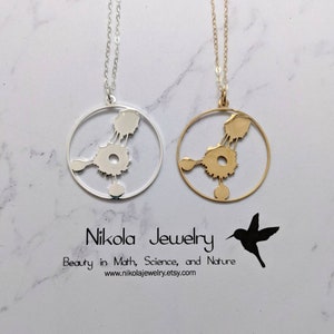 Immune Oncology Necklace in Gold or Silver, Cancer Survivor Necklace, T cell and Cancer Cell Pendant, Immunologist, Immunology Neckalce