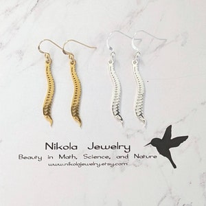 Spine Earrings in Gold or Silver, Scoliosis Disease Earrings, Chiropractor Earrings, Spine Doctor, Human Organ