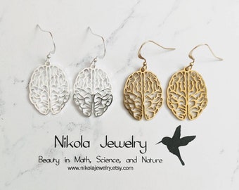 Brain Earrings: Gold or Silver Neurology Gift
