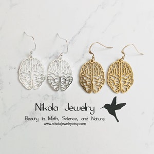 Brain Earrings in Gold or Silver, Neurology, Neurologist Gift, Biology Earring, Psychology, Biology Gift, Psychologist Gift, Organ Earrings