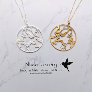 Microbiome Necklace in Gold or Silver, Bacteria Necklace, Gut Pendant, Gastroenterologists Gift, Microbes, Biology Jewelry
