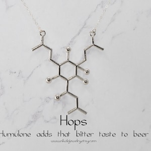 Hops Molecule Beer Necklace, Hops Chemical Structure, Beer Lover&#39;s Jewelry, Humulone Molecule Necklace, Biology Jewelry, KeyChain