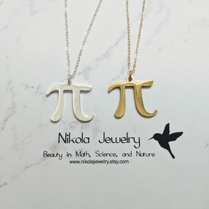 Collar Pi en plata u oro, joyería matemática, collar colgante Pi de plata, símbolo 3.14, regalo nerd, regalo para profesores de matemáticas, collar de matemáticas