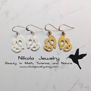 Budding Yeast Earrings in Gold or Silver, Fungi Earrings, Biology Gift, Beer Jewelry, Yeast Pendant, Model Organism Earrings