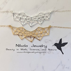 Geometric Diamond Gold or Silver Necklace,  Gold Statement Necklace, Geometric Pendant, Geometric Gold Necklace