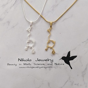 Floral Dopamine Molecule Necklace in Silver or Gold, Chemistry Necklace, Hormone Dopamine, Biochemistry Molecule Love Signal