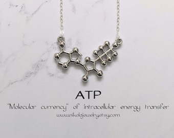 ATP Molecule Necklace: Sterling Silver Chemistry Jewelry