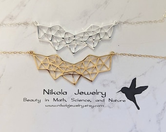 Geometric Diamond Gold or Silver Necklace,  Gold Statement Necklace, Geometric Pendant, Geometric Gold Necklace