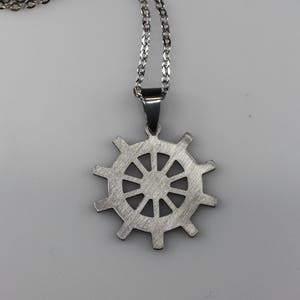 Ships Wheel Stainless Steel Necklace, Nautical Jewelry, Boating Jewelry, Helm Charm Pendant, Ocean Necklace, Beach Jewelry