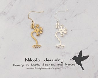 Neuron Earrings: Sterling Silver Science Jewelry, Biology Gift