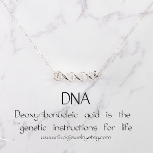 Silver or Gold DNA Necklace or Bracelet, Science Jewelry, 3D DNA Double Helix, Biology Jewelry, Science Themed Jewelry, Gold DNA necklace