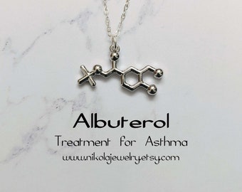 Albuterol Molecule Necklace, salbutamol Necklace, Medical Jewelry, Medicine Lover Gift, Stain, Biology Gift, Surgeon Gift, Asthma Necklace