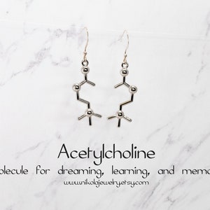 Örhängen i sterlingsilver med acetylkolinmolekyl: Vetenskapliga smycken