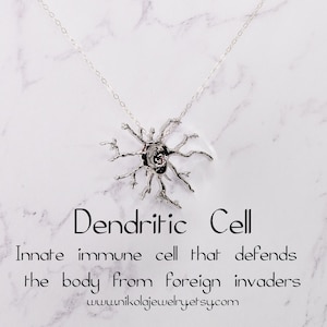 Dendritic Cell Silver Necklace, DC Cell Necklace, Immunology Pendant, Biology Necklace, Scientist Gifts, Immune System, Immunologist Gifts