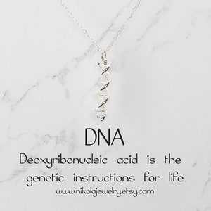 Silver or Gold DNA Necklace or Bracelet, Science Jewelry, 3D DNA Double Helix, Biology Jewelry, Science Themed Jewelry, Gold DNA necklace