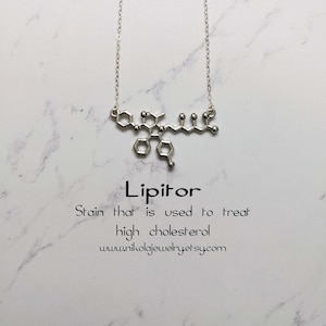 Lipitor Molecule Necklace, Cholesterol Necklace, Medical Jewelry, Medicine Lover Gift, Stain, Biology Gift, Surgeon Gift