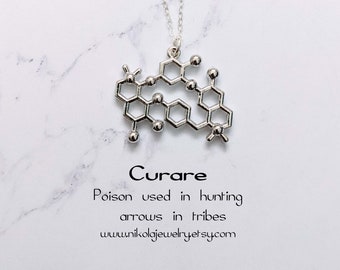 Curare Poison Molecule Necklace, Curare Necklace, Molecule Jewelry, Science Jewelry, Geek Gifts.