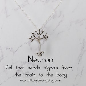 Neuron Necklace in Silver or Gold, Silver Neuron Pendant, Nerve Necklace, Sterling Silver Science Jewelry, Biology Necklace, Scientist Gifts
