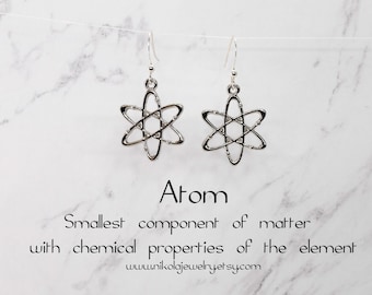 Silver Atom Earrings: Science Geek Gift
