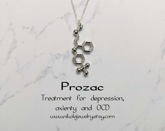 Collana molecola Prozac, collana fluoxetina, gioielli medici, regalo per gli amanti della medicina, macchia, regalo di biologia, regalo chirurgo