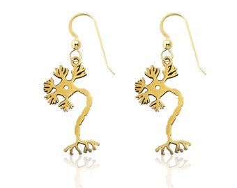 Neuron Earrings: Sterling Silver Science Jewelry, Biology Gift