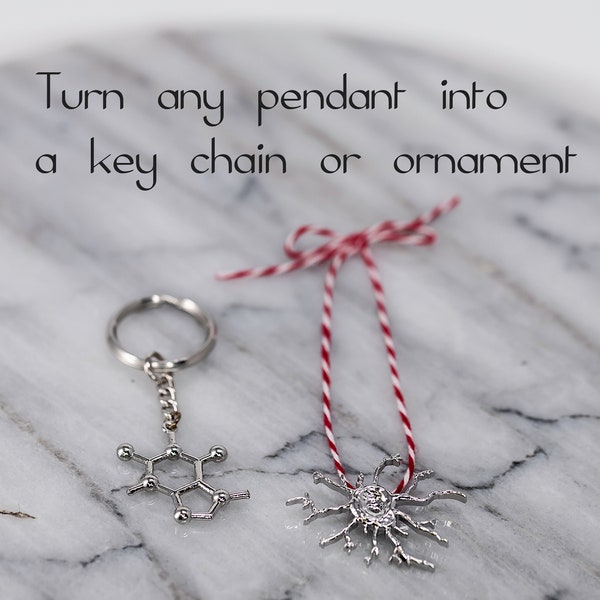 Turn any pendant into a key chain or ornament, Molecule Ornament, Science Ornament