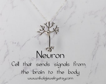 Neuron Necklace in Silver or Gold, Silver Neuron Pendant, Nerve Necklace, Sterling Silver Science Jewelry, Biology Necklace, Scientist Gifts