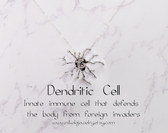 Dendritic Cell Silver Necklace, DC Cell Necklace, Immunology Pendant, Biology Necklace, Scientist Gifts, Immune System, Immunologist Gifts