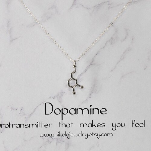Silver Dopamine Molecule Necklace Chemistry Necklace Hormone Etsy