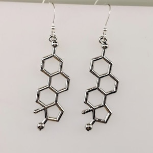 Silver or Gold Estrogen Molecule Earrings, Science Jewelry, Female Hormone, Molecule Jewelry, Biology Gifts, Geek Gifts