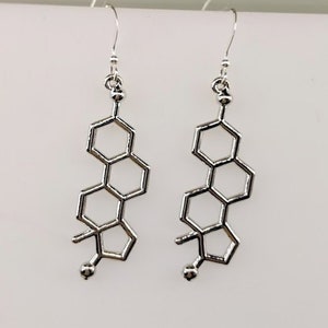 Silver or Gold Estrogen Molecule Earrings, Science Jewelry, Female Hormone, Molecule Jewelry, Biology Gifts, Geek Gifts