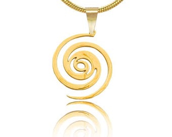 Collar Remolino Cósmico: Colgante de astronomía chapado en oro, joyería espacial