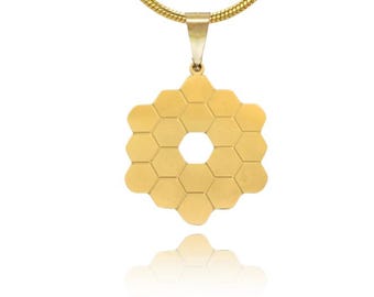 JWST Gold Mirror Necklace: Space Physics Jewelry Gift