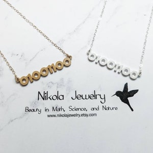 Binary Code Silver or Gold Necklace, Binary Code Geek Jewelry Gift, Math Computer Coding Gift, Computer Science Gift, Nerd Jewelry