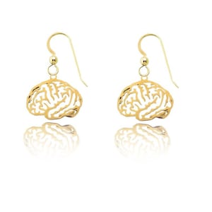Brain Earrings in Gold or Silver, Neurology, Neurologist Gift, Biology Earring, Psychology, Biology Gift, Psychologist Gift, Organ Earrings