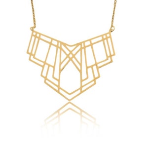 Art Deco Necklace in Gold or Silver, Statement Necklace, 1920s art necklace, Geometric Necklace, San Francisco Love