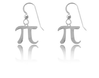 Pi Symbol Earrings: Sterling Silver Math Jewelry, Gift for Nerds