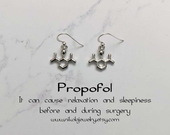 Propofol Molecule Earrings, Silver Propofol, Science Jewelry, Chemistry Earrings, Sport Jewelry, Medical Earrings, Molecule Earrings