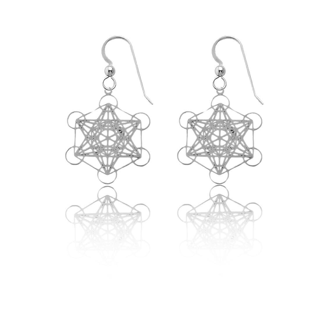 Orecchini Cubo di Metatron: Geometria Sacra, Argento Sterling o Oro - Italia