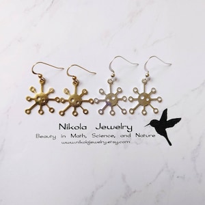 Prion Earrings in Gold or Silver,  Science Biology Jewelry, Protein Folding Earrings, Geek Jewelry