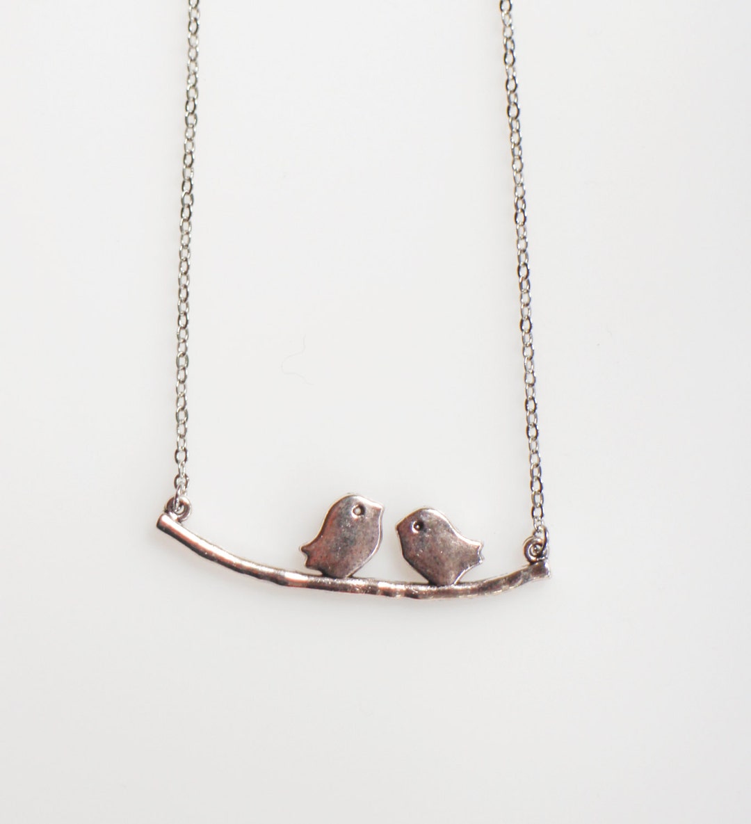 Necklaces Silver Plated Brass Simple Love Birds on The Branch Necklace 10pcs-N124