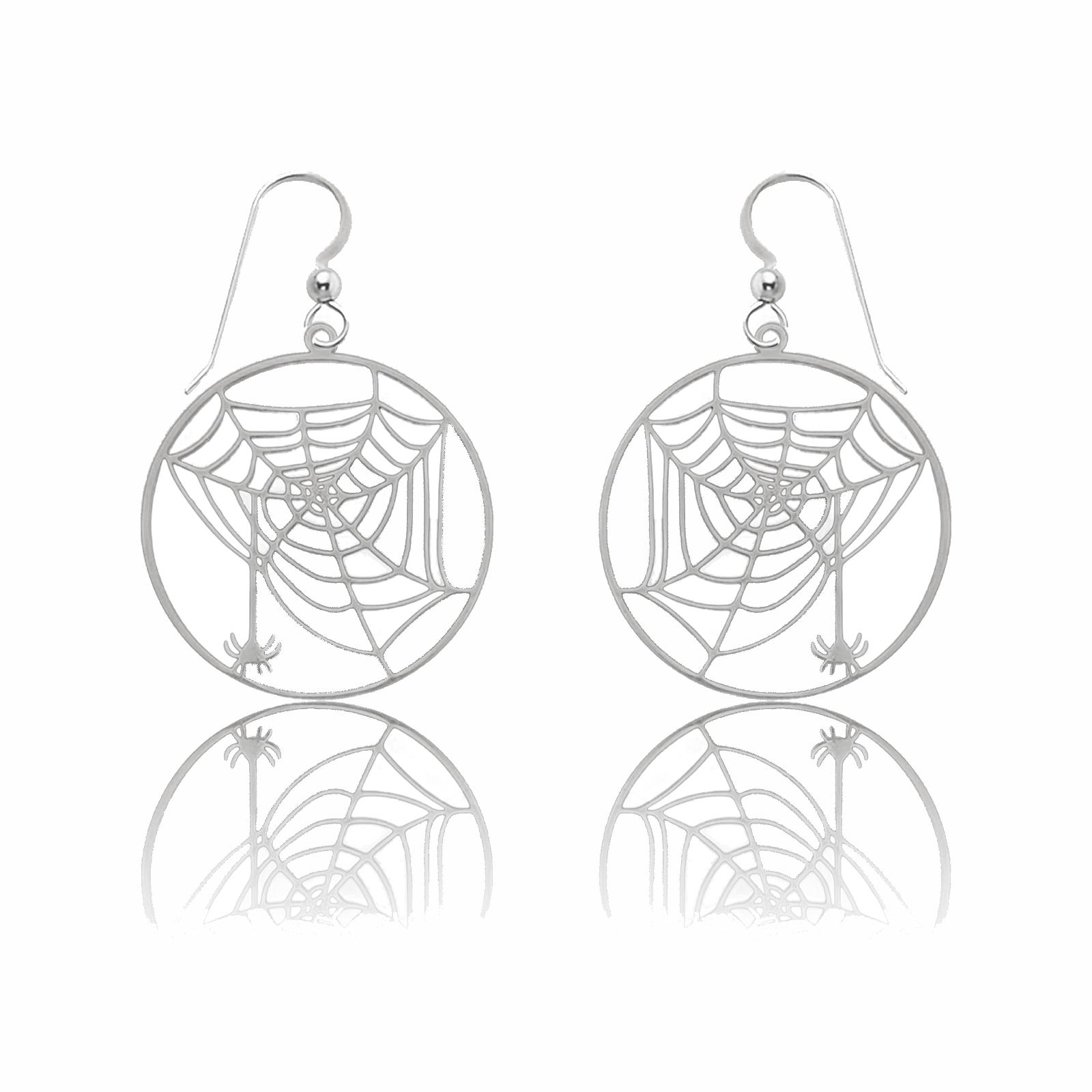 Spiderweb Earrings in Silver or Gold, Web Pendant, Spider Earrings, Sterling Silver Science Jewelry, Biology Earrings, Halloween Jewelry
