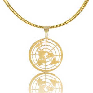 World Necklace in Silver or Gold, Global Pendant, Globe Necklace, Sterling Silver Science Jewelry, Traveler Necklace