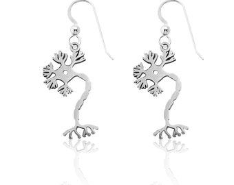 Neuron Earrings: Sterling Silver Science Jewelry, Biology Gift