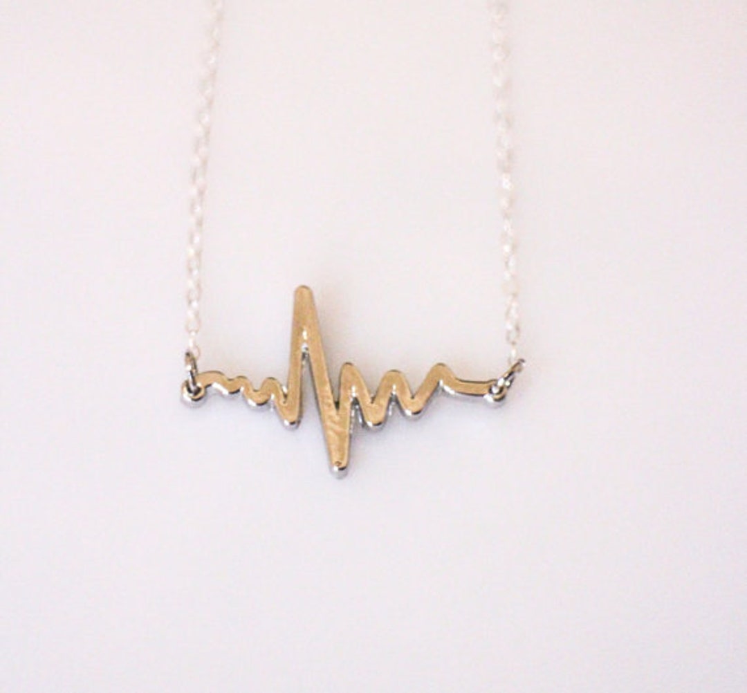 Heartbeat EKG Silver or Gold Necklace, Heart Beat Necklace, EKG ...