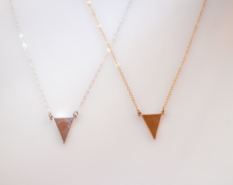 Dainty Triangle Necklace: Sterling Silver or Gold Geometric Pendant