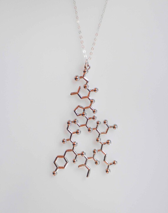 Square Shaped Sterling Silver Oxytocin Charm Necklace Oxytocin Necklace