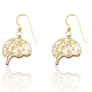 ADHD Brain Earrings in Gold or Silver, Neurology, Geometric Brain Earrings, Psychology, Biology Gift, Psychologist Gift, Organ Earrings