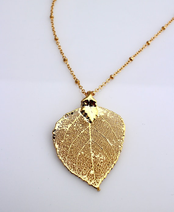 Gold Dipped Aspen Leaf Necklace Real Aspen Leaf Dipped in 24K Etsy